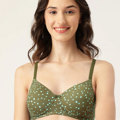 Olive Green & Blue Bra Heavily Padded BRA