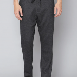 Men Charcoal Cotton Slim Fit Trousers