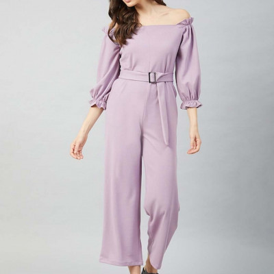 Women Lavender Solid Jumpsuit