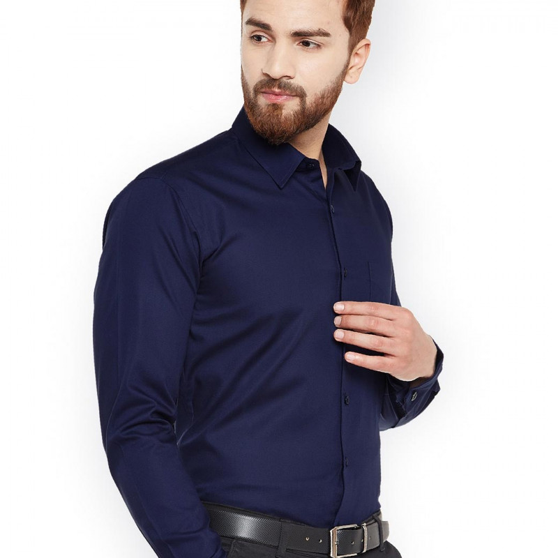 "Men Nayy Slim Fit French Cuff Formal Shirt "