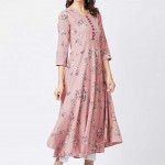 Women Pink Floral Print Anarkali Kurta