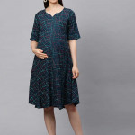 Women Green Printed Maternity Nursing Dress