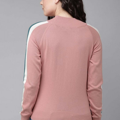 The Lifestyle Co Pink Knitted Top With striped Detail